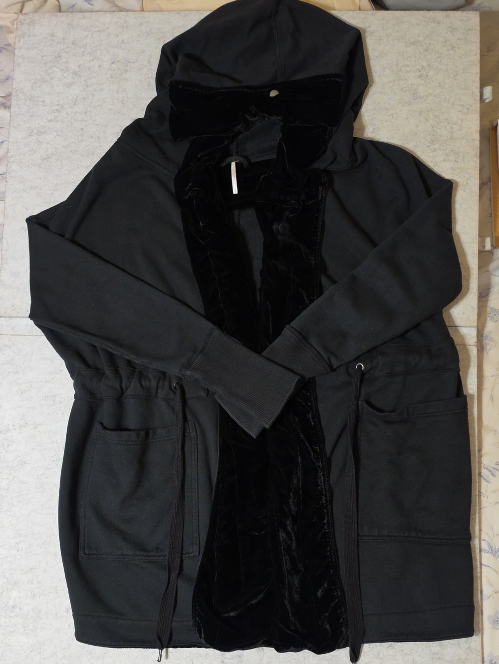 Free People Into The Wild Westwood Velvet Trim Hooded Cardigan Jacket Medium